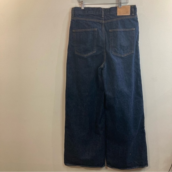 YOU MUST CREATE LONDON Sz L YMC Super Wide Leg Dark Wash Denim Jeans - Picture 8 of 11